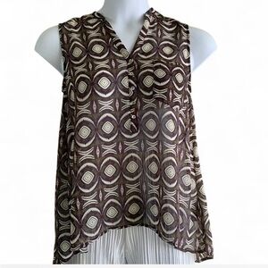 Cottage Prairie Boho H&M Sleeveless V-Neck Geometric Print Blouse size 6